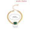 IngeSight.Z Shiny Green Color Rhinestone Crystal Bracelets Bangles Charm Elegant Curb Cuban Wrist Chain Bracelets Women Jewelry