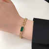 IngeSight.Z Shiny Green Color Rhinestone Crystal Bracelets Bangles Charm Elegant Curb Cuban Wrist Chain Bracelets Women Jewelry