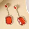 IngeSight.Z Shiny Red Color Rhinestone Geometri Square Drop Dangle Earrings  Crystal Hanging Earrings for Women Jewelry
