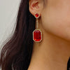 IngeSight.Z Shiny Red Color Rhinestone Geometri Square Drop Dangle Earrings  Crystal Hanging Earrings for Women Jewelry