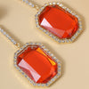 IngeSight.Z Shiny Red Color Rhinestone Geometri Square Drop Dangle Earrings  Crystal Hanging Earrings for Women Jewelry