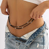 IngeSight.Z Simple Double Layer Black and White Rice Bead Waist Chain for Women Sexy Bikini Beads Belly Chain Body Chain Jewelry