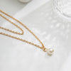 IngeSight.Z Simple Double Layer Imitation Pearl Pendant Necklace for Women Punk Gold Color Rectangle Link Chain Necklace Gift