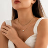 IngeSight.Z Simple Double Layer Rhinestone Claw Chain Choker Necklace for Women Kpop Elegant Imitation Pearl Pendant Necklace