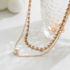 IngeSight.Z Simple Double Layer Rhinestone Claw Chain Choker Necklace for Women Kpop Elegant Imitation Pearl Pendant Necklace
