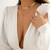 IngeSight.Z Simple Double Layer Sequins Long Tassel Choker Necklace for Women Gothic Gold Color Beads Link Chain Collar Jewelry