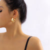 IngeSight.Z Simple Double Layers Pearl Circle C Shaped Earrings For Women Punk Gold Color Metal Thick Hoop Earrings Jewelry