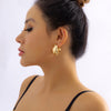 IngeSight.Z Simple Double Layers Pearl Circle C Shaped Earrings For Women Punk Gold Color Metal Thick Hoop Earrings Jewelry