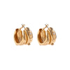 IngeSight.Z Simple Double Layers Pearl Circle C Shaped Earrings For Women Punk Gold Color Metal Thick Hoop Earrings Jewelry