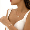 IngeSight.Z Simple Imitation Pearl Choker Necklace Bracelet Sets for Women Punk Gold Color Short Clavicle Chain Wedding Jewelry