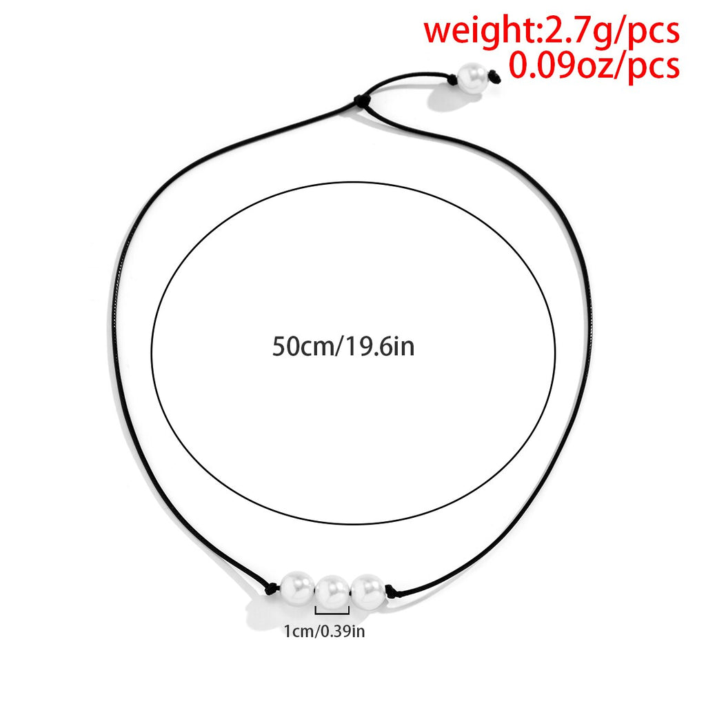 IngeSight.Z Simple Imitation Pearls Leather Wax Thread Pendant Knot Choker Necklace for Women Men Cord Knotted Handmade Jewelry