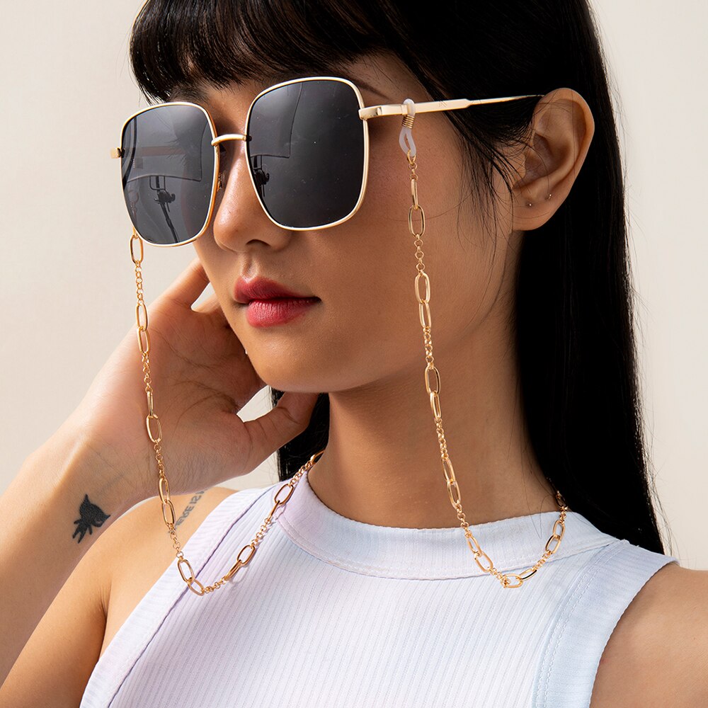 IngeSight.Z Simple Minimalist Bead Sunglasses Eyeglasses Chain Geometric Reading Glasses Chain Cord Holder Lanyard Neck Strap