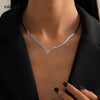 IngeSight.Z Simple Minimalist Copper Flat Snake Chain Choker Necklace Punk V-Shaped Short Collar Clavicle Necklace Women Jewelry