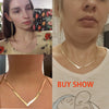 IngeSight.Z Simple Minimalist Copper Flat Snake Chain Choker Necklace Punk V-Shaped Short Collar Clavicle Necklace Women Jewelry