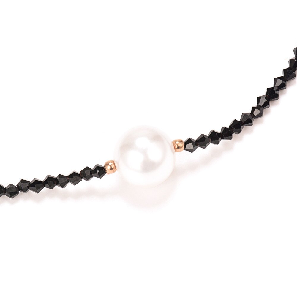 IngeSight.Z Simple Minimalist Imitation Pearl Choker Necklace Collar Statement Black Bead Clavicle Chain Neck for Women Jewelry