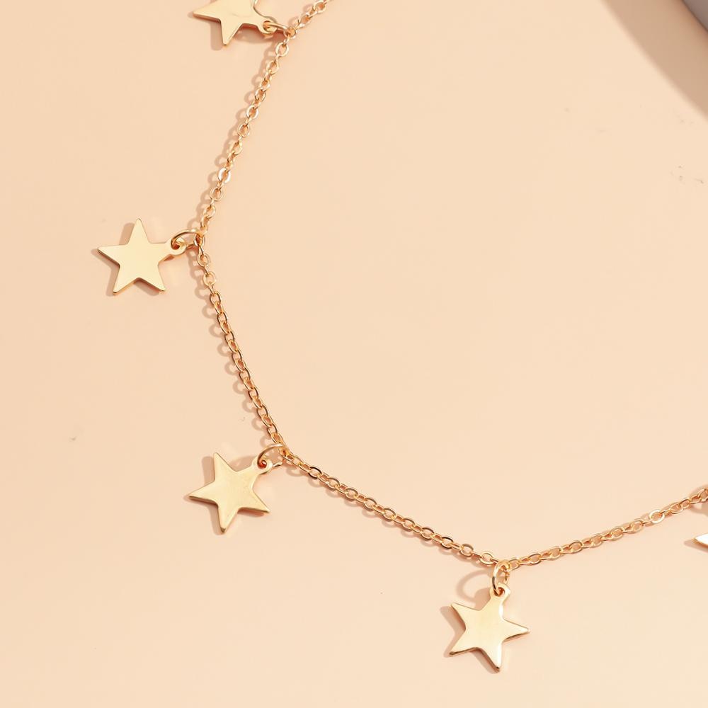 IngeSight.Z Simple Minimalist Multiple Pendant Necklace Statement Gold Color Star Tassel Choker Necklaces Collar Women Jewelry