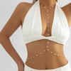 IngeSight.Z Simple Pearl Beaded Cross Bikini Chest Chains for Women Sexy Summer Beach Waist Belly Chains Body Jewelry Festival