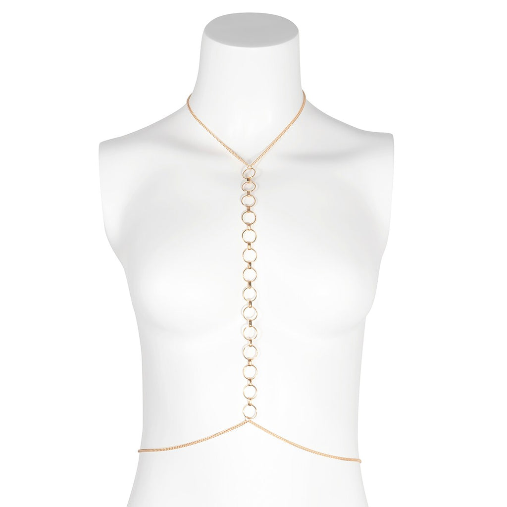 IngeSight.Z Simple Round Circle Bikini Chest Chain for Women Sexy Gold Color Hollow Out Belly Chain Necklace Beach Body Chain