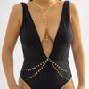 IngeSight.Z Simple Round Sequins Tassel Pendant Bikini Belly Bra Chain for Women Sexy Multi Layered Cross Chest Body Chain