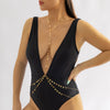 IngeSight.Z Simple Round Sequins Tassel Pendant Bikini Belly Bra Chain for Women Sexy Multi Layered Cross Chest Body Chain