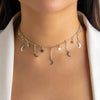 IngeSight.Z Simple Star &amp; Moon Pendant Clavicle Necklace for Women Minimalist Gold Color Tassel Link Chain Collares Jewelry