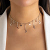 IngeSight.Z Simple Star &amp; Moon Pendant Clavicle Necklace for Women Minimalist Gold Color Tassel Link Chain Collares Jewelry