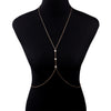IngeSight.Z  Simple Style Cross Chest Belly Body Chain for Women Sexy Copper Sequins Bikini Beach Necklace Waist Chain Jewelry