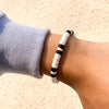 IngeSight.Z Simple White Black Soft Polymer Clay Bracelet for Men Adjustable Elastic Bracelet Diy Handmade Wrist Jewelry Gifts
