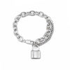IngeSight.Z Stainless Steel Lock Padlock Pendant Bracelets Bangles Layered Charm Friendship Bracelets Wrist Chain Women Jewelry
