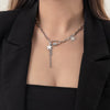 IngeSight.Z Stainless Steel Star Tassel Pendant Necklace for Women Men Minimalism Rhinestone Link Chain Necklace Korean Jewelry