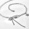 IngeSight.Z Stainless Steel Star Tassel Pendant Necklace for Women Men Minimalism Rhinestone Link Chain Necklace Korean Jewelry