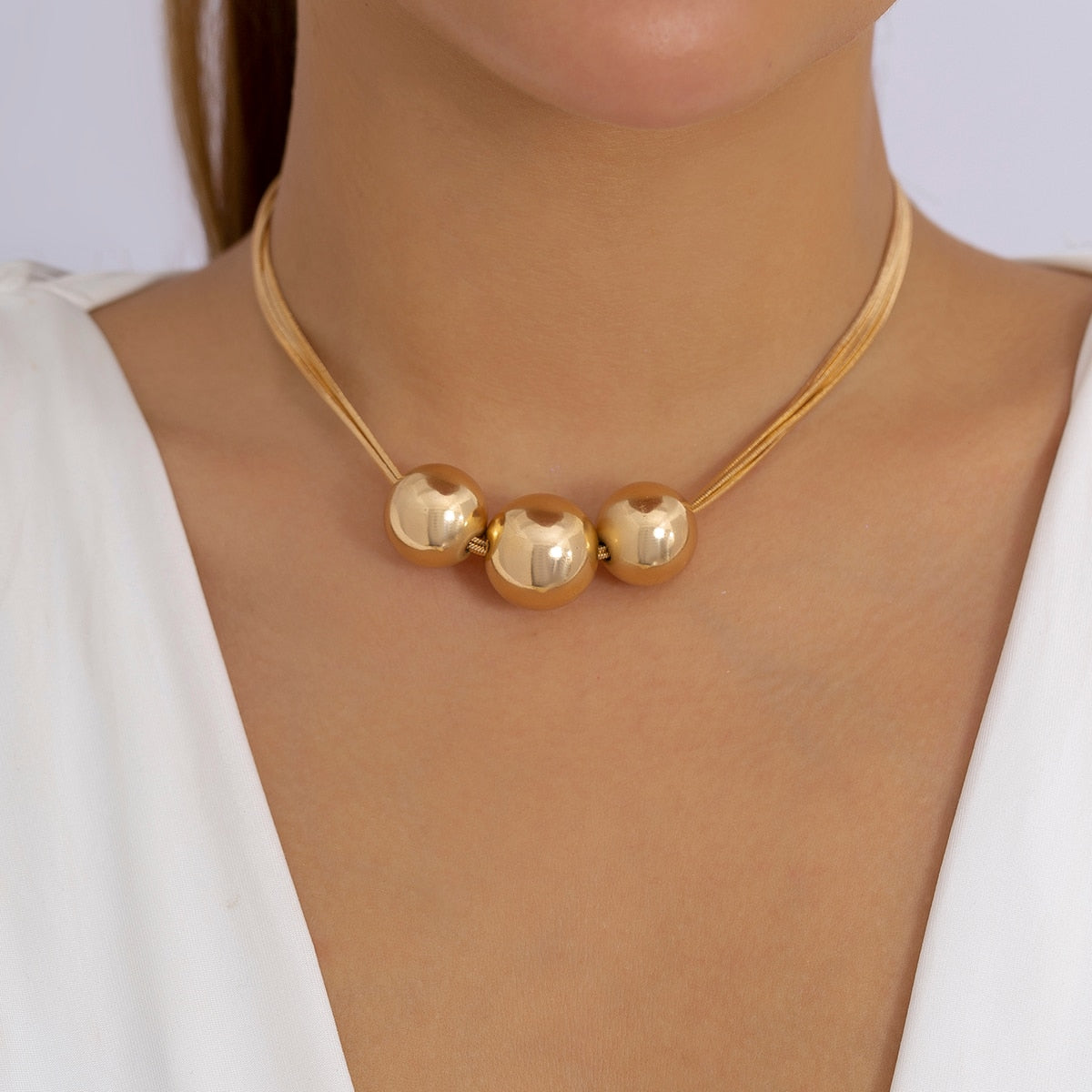 IngeSight.Z Steampunk CCB Big Ball Choker Necklace for Women Vintage Exaggerated Twisted Snake Chain Clavicle Necklace Bijoux