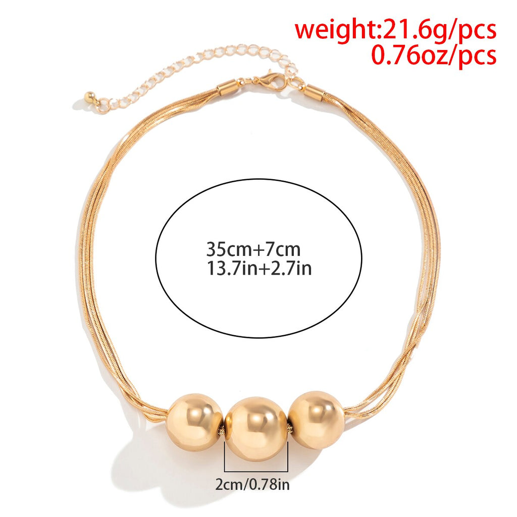 IngeSight.Z Steampunk CCB Big Ball Choker Necklace for Women Vintage Exaggerated Twisted Snake Chain Clavicle Necklace Bijoux