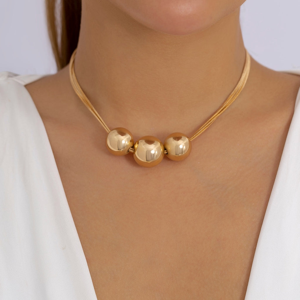 IngeSight.Z Steampunk CCB Big Ball Choker Necklace for Women Vintage Exaggerated Twisted Snake Chain Clavicle Necklace Bijoux