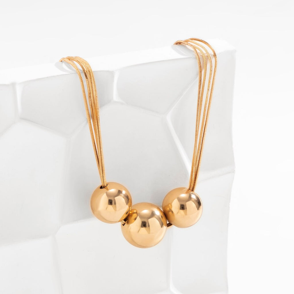 IngeSight.Z Steampunk CCB Big Ball Choker Necklace for Women Vintage Exaggerated Twisted Snake Chain Clavicle Necklace Bijoux