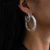 IngeSight.Z Steampunk Shiny Full Iced Out Rhinestone Crystal Hoop Earrings  Bling Basketball Loop Earrings Women Jewelry