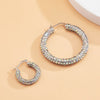 IngeSight.Z Steampunk Shiny Full Iced Out Rhinestone Crystal Hoop Earrings  Bling Basketball Loop Earrings Women Jewelry