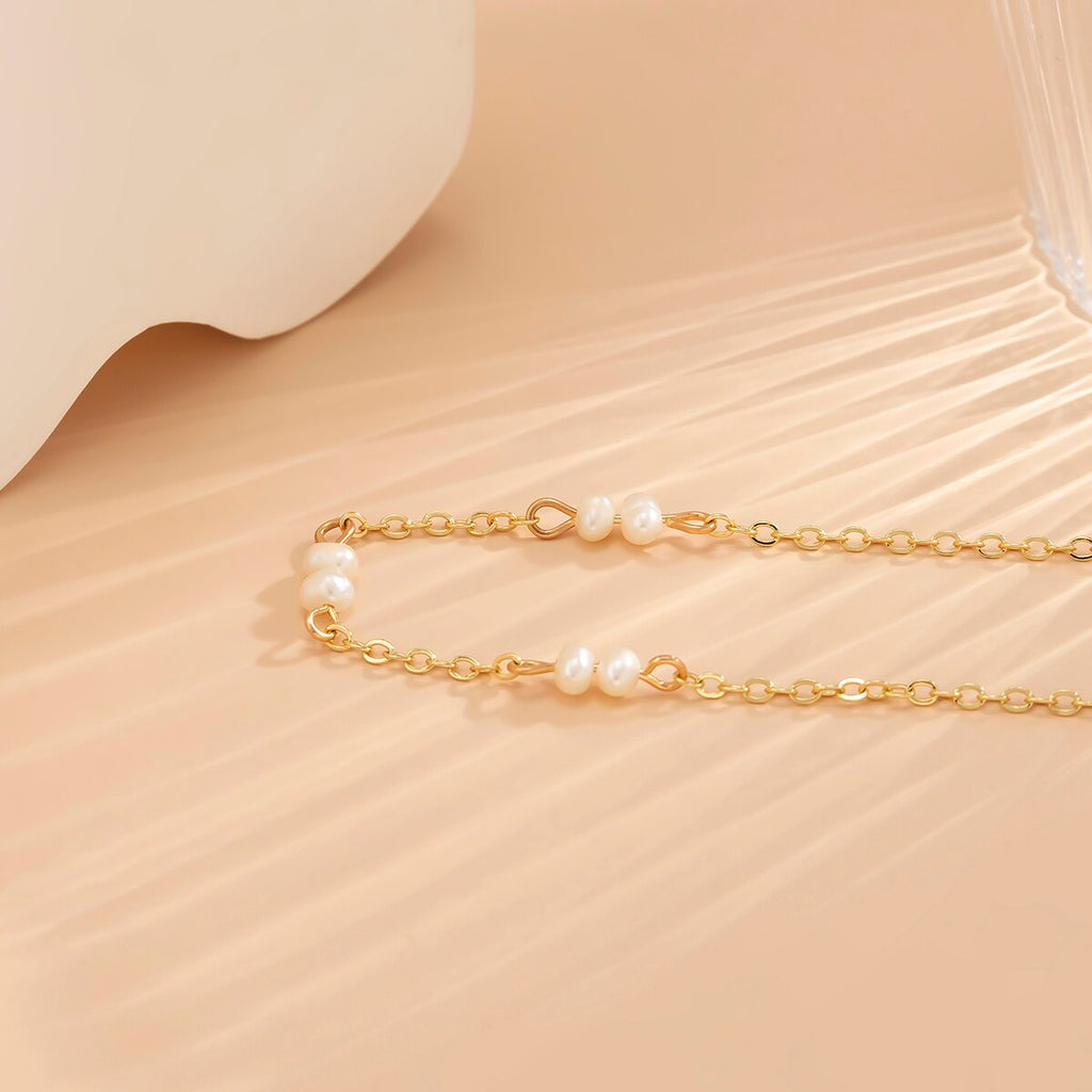 IngeSight.Z Trendy Freshwater Pearl Bracelet for Women Classic Simple Gold Color Link Chain Hand Jewelry Wedding Jewelry Gift