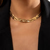 IngeSight.Z Twisted Cross Copper Flat Blade Snake Chain Choker Necklaces Gold Color Short Necklaces Collar Women Neck Jewelry