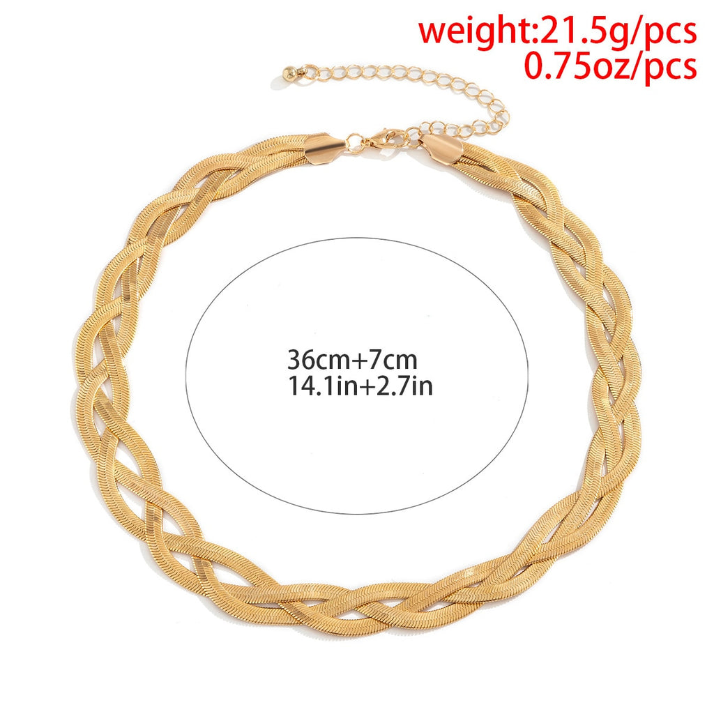 IngeSight.Z Twisted Cross Copper Flat Blade Snake Chain Choker Necklaces Gold Color Short Necklaces Collar Women Neck Jewelry