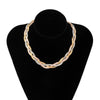 IngeSight.Z Twisted Cross Copper Flat Blade Snake Chain Choker Necklaces Gold Color Short Necklaces Collar Women Neck Jewelry