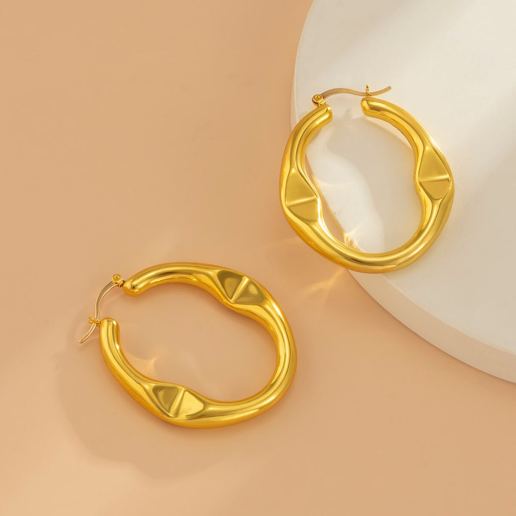 IngeSight.Z Twisted Metal Geometric Round Circle Large Hoop Earrings Gold Color Big Loop Earrings Women Jewelry Bijoux