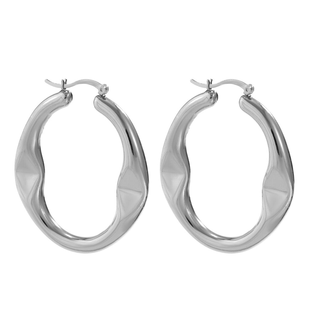 IngeSight.Z Twisted Metal Geometric Round Circle Large Hoop Earrings Gold Color Big Loop Earrings Women Jewelry Bijoux