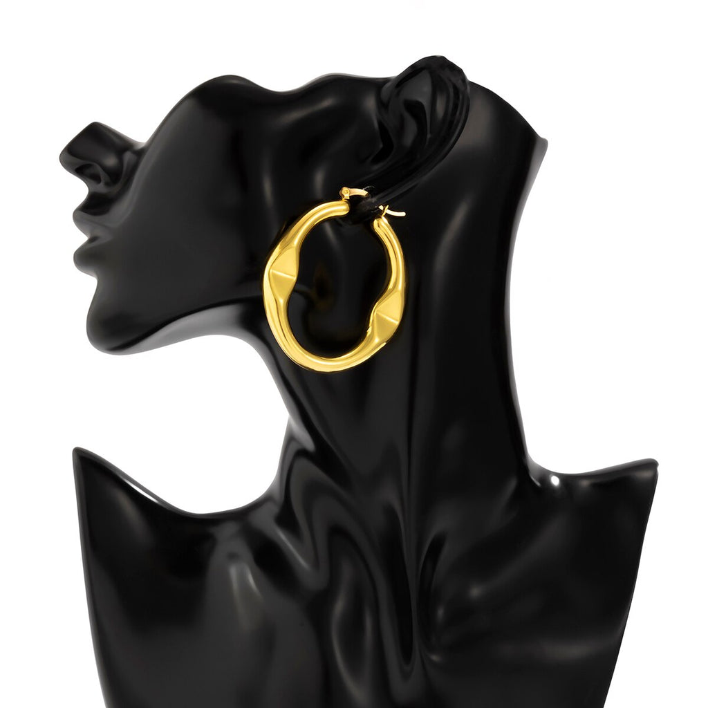 IngeSight.Z Twisted Metal Geometric Round Circle Large Hoop Earrings Gold Color Big Loop Earrings Women Jewelry Bijoux