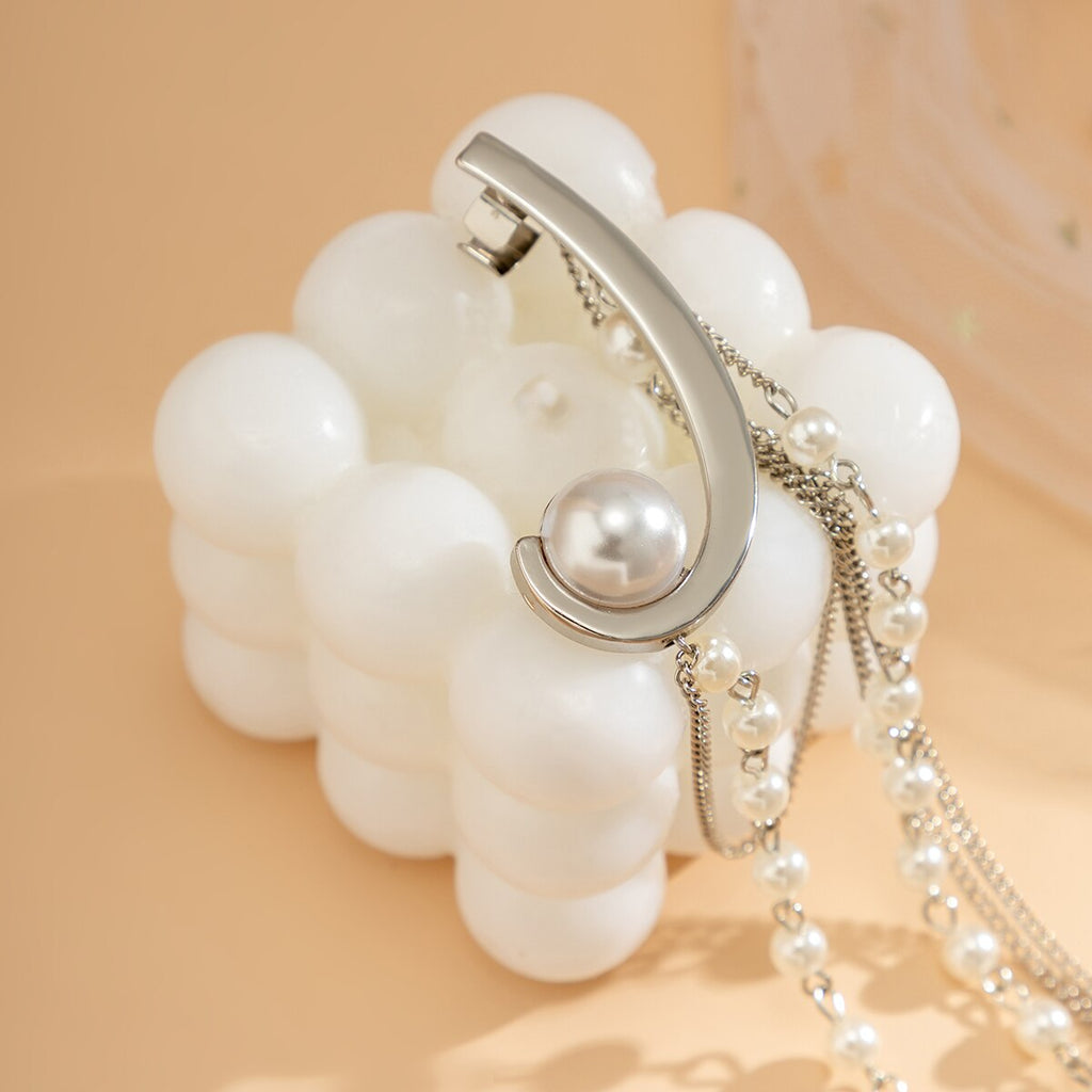 IngeSight.Z Vintage Arc Long Thread Tassel Imitation Pearls Chain Drop Earrings for Women Punk Metal Chain Hanging Earrings