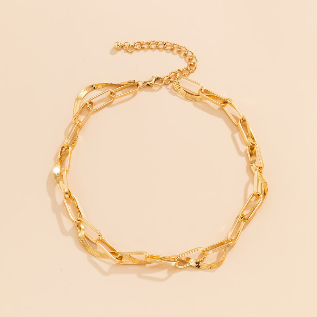 IngeSight.Z Vintage Copper Flat Thin Snake Chain Cross Metal Choker Necklaces for Women Short Clavicle Necklaces Collar Jewelry