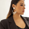 IngeSight.Z Vintage Exaggerate Imitation Pearl Big C-shaped Clip Earrings For Women Transparent Crystal Ear Cuff Hanging Earring