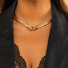 IngeSight.Z Vintage Flat Snake Chain Twisted Cross Knot Choker Necklaces Chunky Thick Short Clavicle Necklaces for Women Jewelry