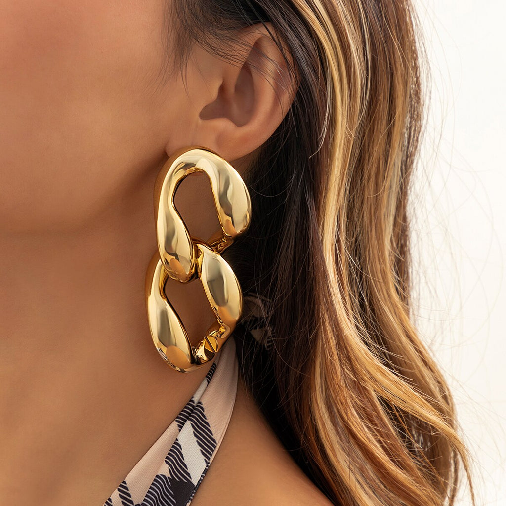 IngeSight.Z Vintage Geometric Long Double Circle Drop Earrings for Women Punk Exaggerated Large Dangle Earrings Trendy Jewelry