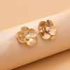 IngeSight.Z Vintage Metal Flower Stud Earrings for Women Imitation Pearl Piercing Earrings 2022 Jewelry Brincos Gift